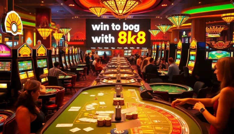 Experience the thrill of 8k8's online casino with vibrant gaming tables and slot machines, ideal for winning big.
