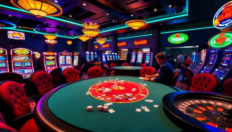Explore thrilling gambling experiences at f8bet.net.in with poker games and vibrant slot machines lighting up the casino.